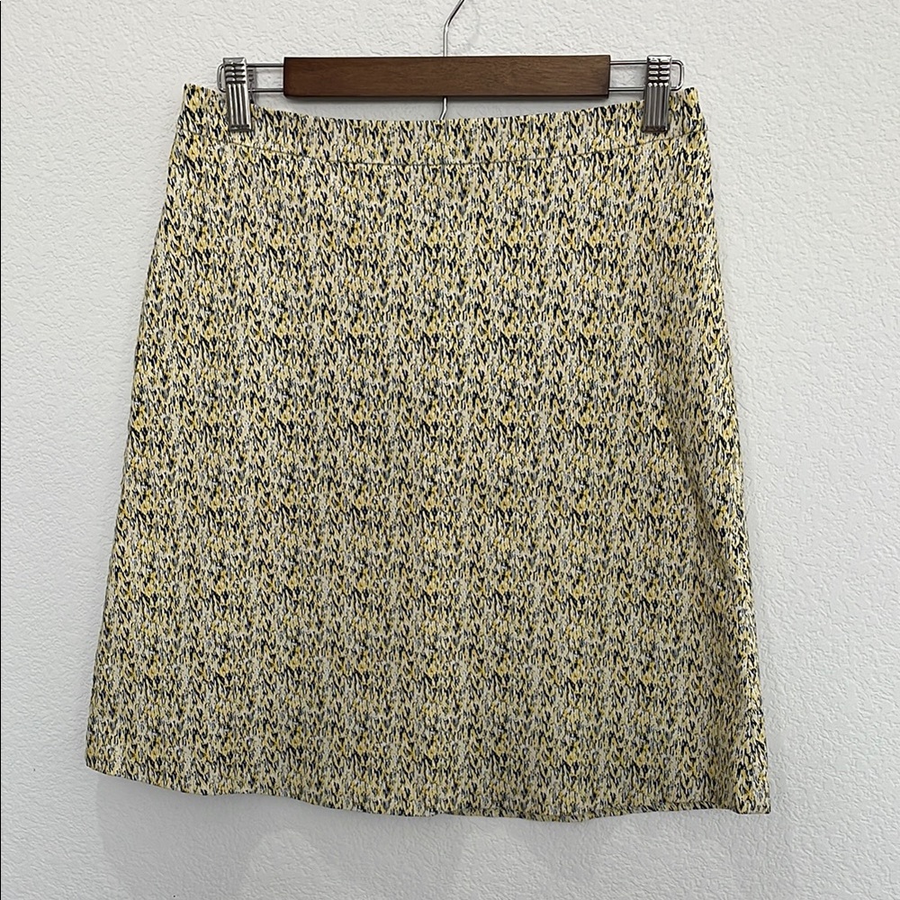 Margaret M Gold and Blue A-Line Knee-Length Skirt